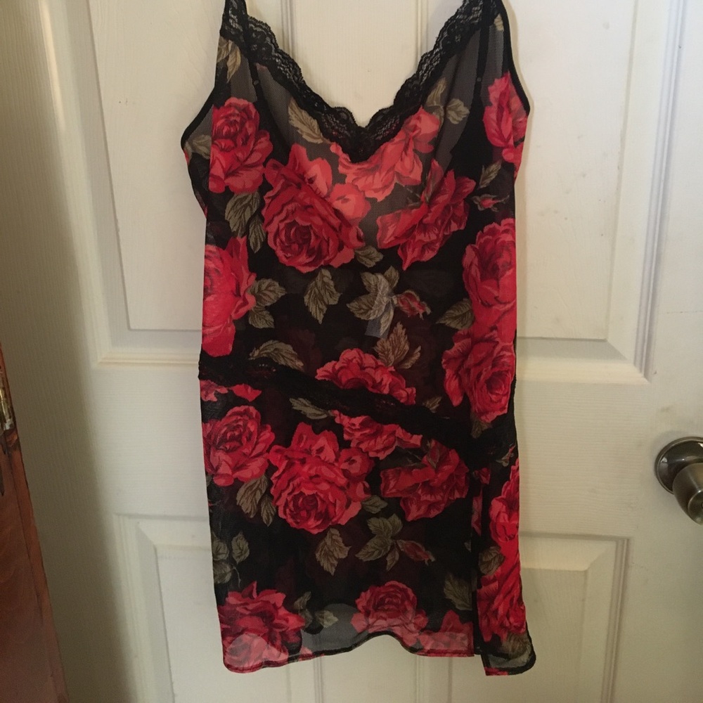 Sheer floral lingerie short dress
